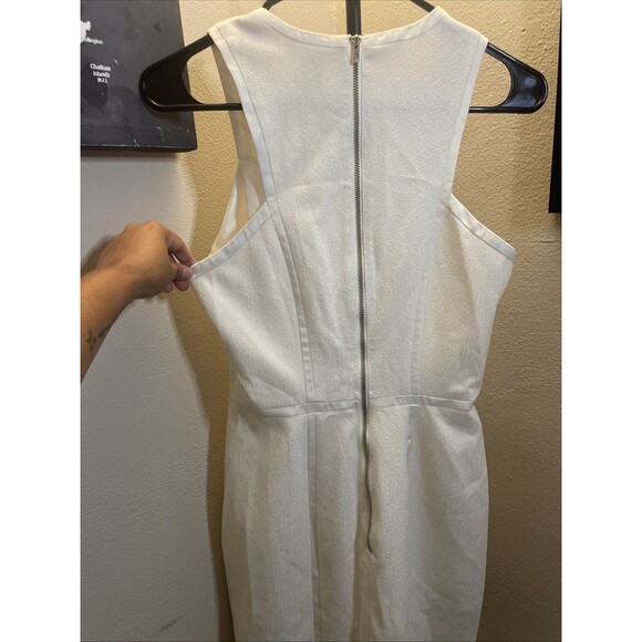 H&M Classic Off White Sleeveless Shift Dress Zippered Size 8 - Picture 9 of 11